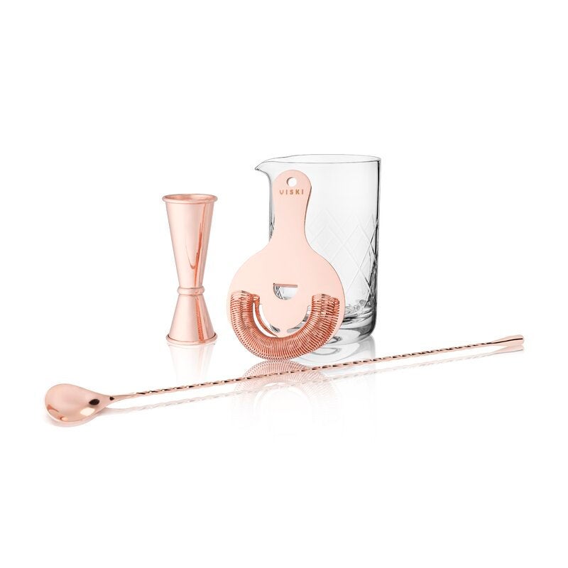 4 Piece Copper Professional Cocktail Set - Raise The Bar Lux  