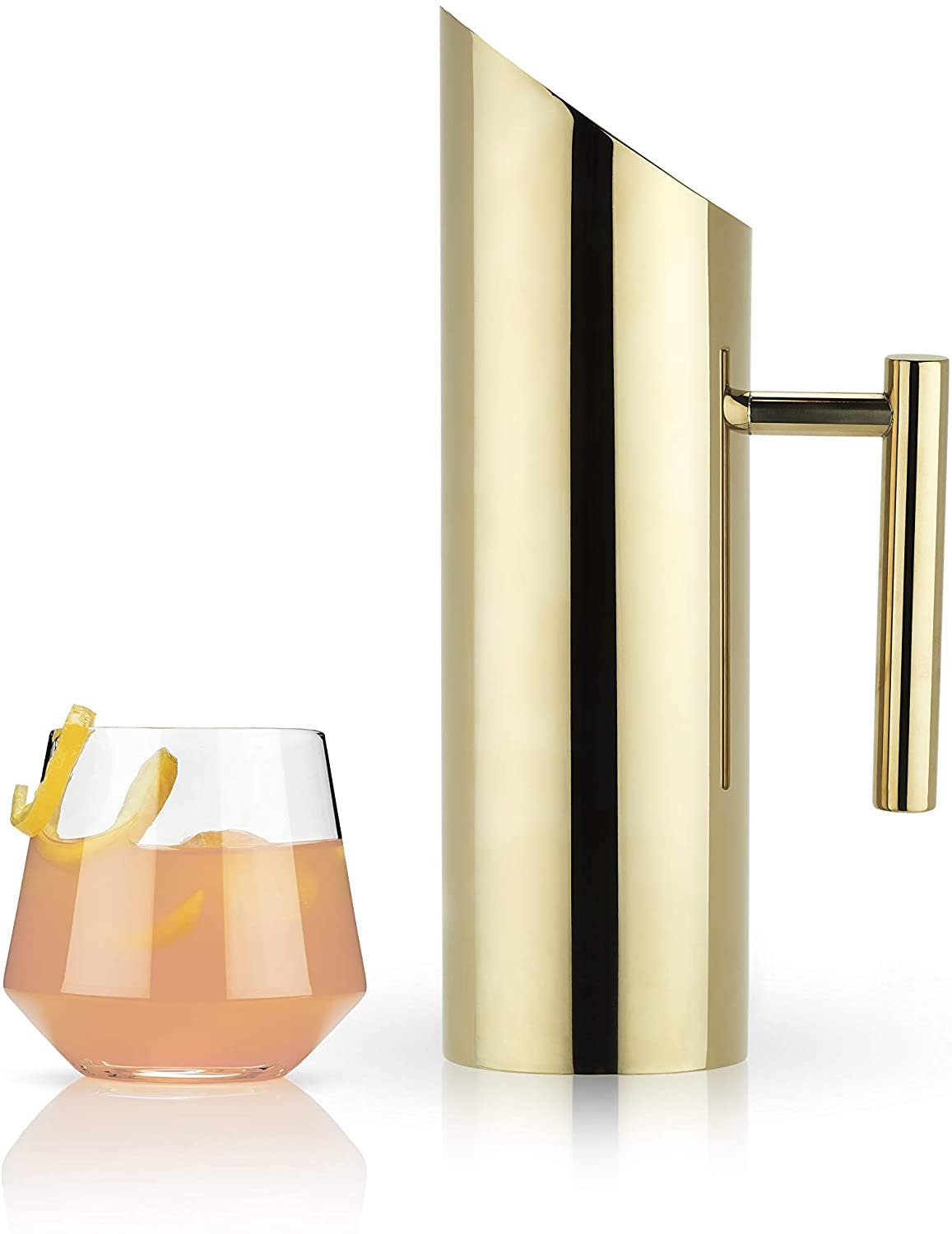Modern 46 oz Stainless Steel Gold Pitcher - Raise The Bar Lux  