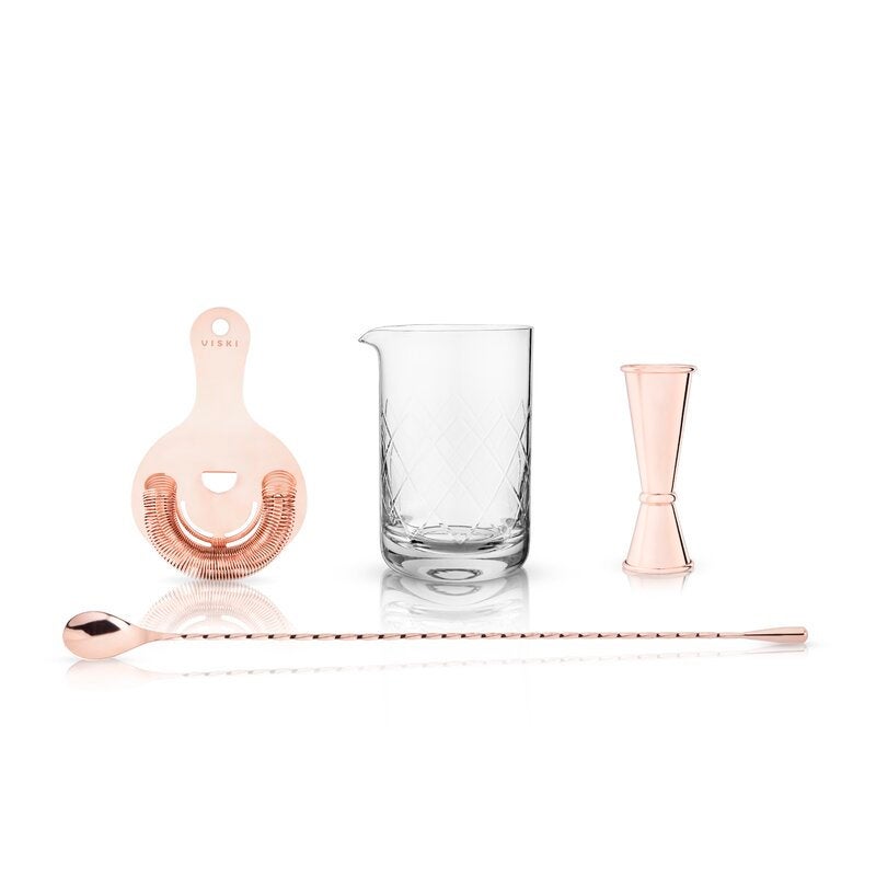 4 Piece Copper Professional Cocktail Set - Raise The Bar Lux  