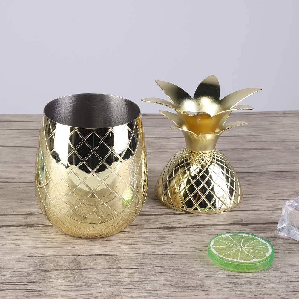 Gold Cocktail Pineapple Tumbler. 16 oz. - Raise The Bar Lux  