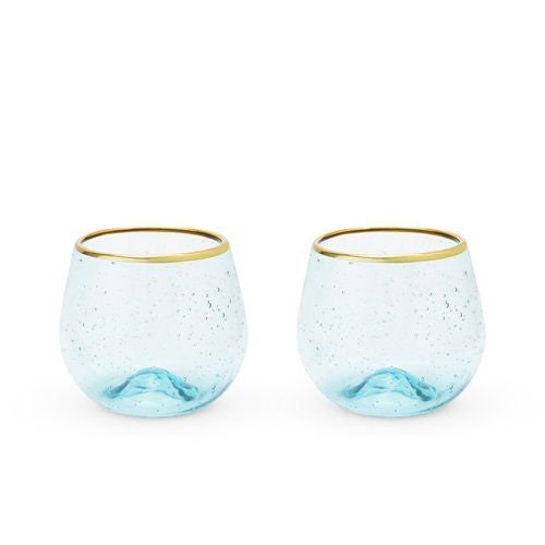 Aqua Bubble Stemless Wine Glass ( Set of 2) - Raise The Bar Lux  