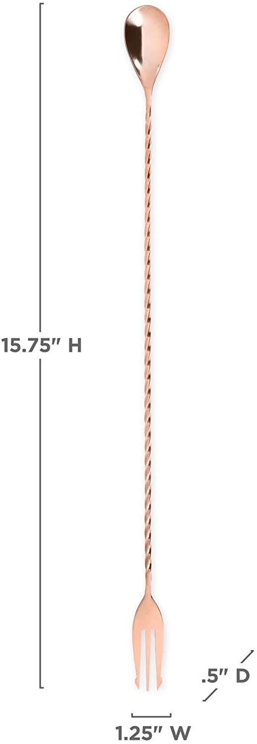 Trident Bar Spoon with Full Twisted Stem Handle Cocktail Spoon - Raise The Bar Lux  