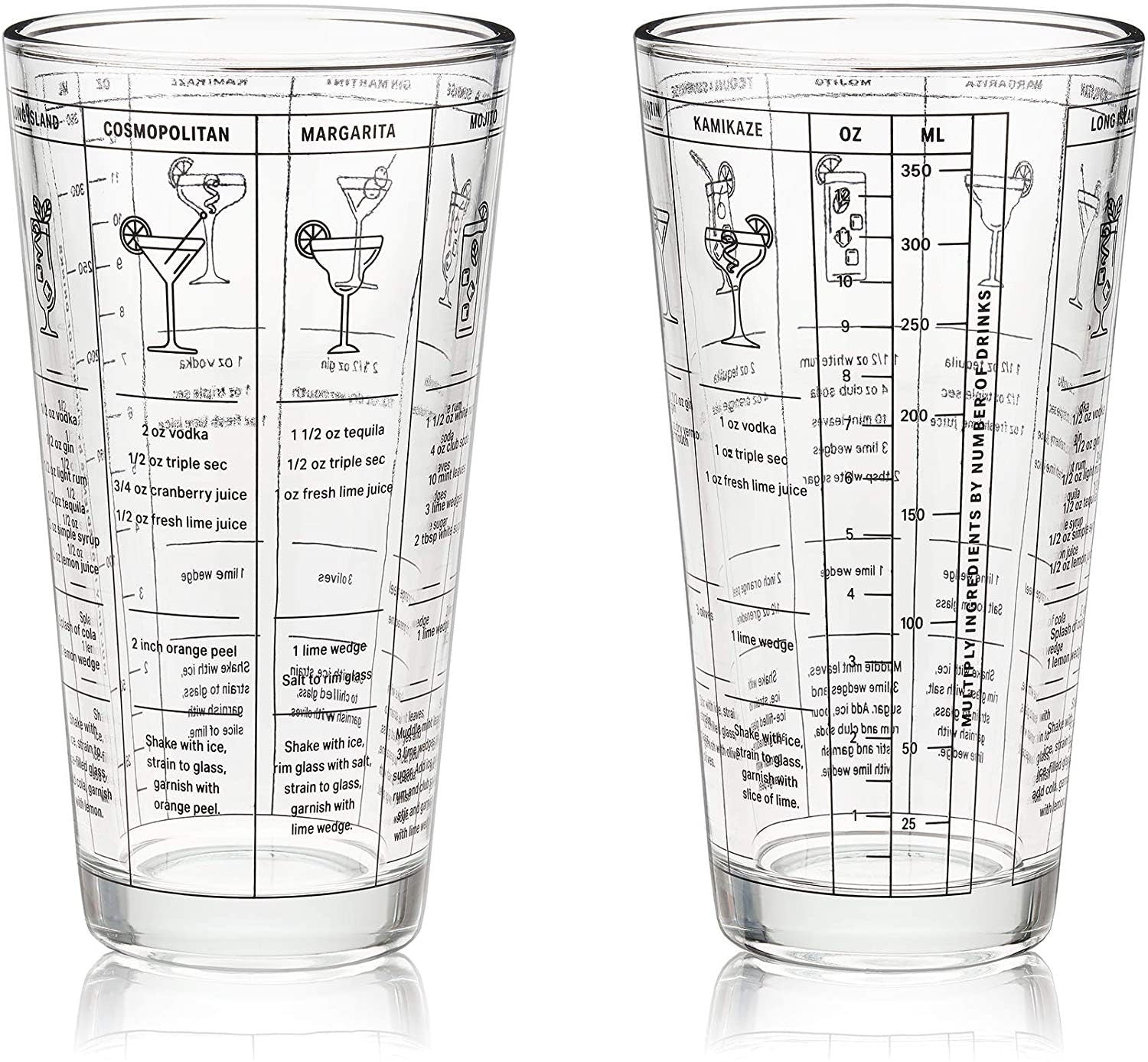 Glass Recipe Cocktail Shaker. 350 ML / 12 Oz - Raise The Bar Lux  