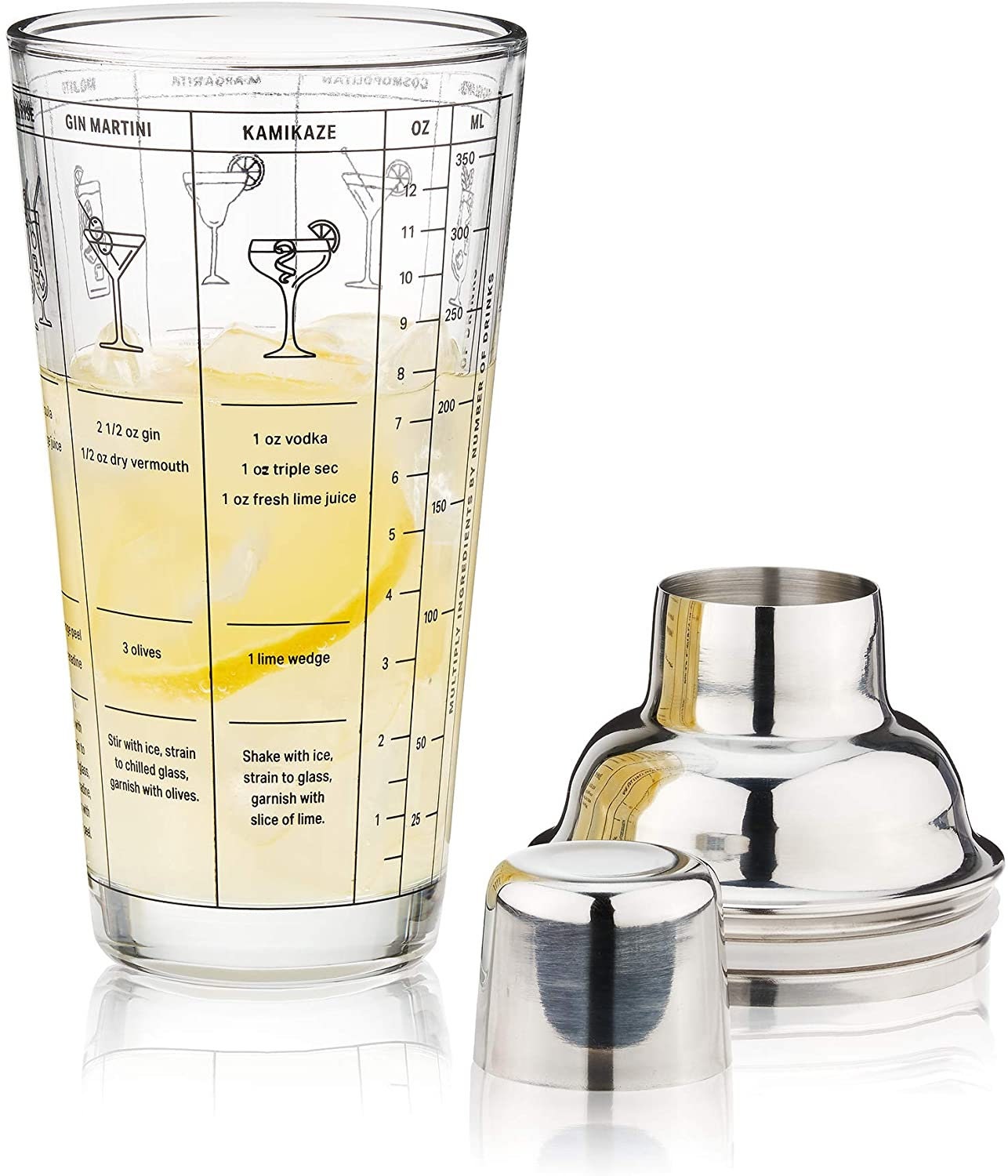 Glass Recipe Cocktail Shaker. 350 ML / 12 Oz - Raise The Bar Lux  