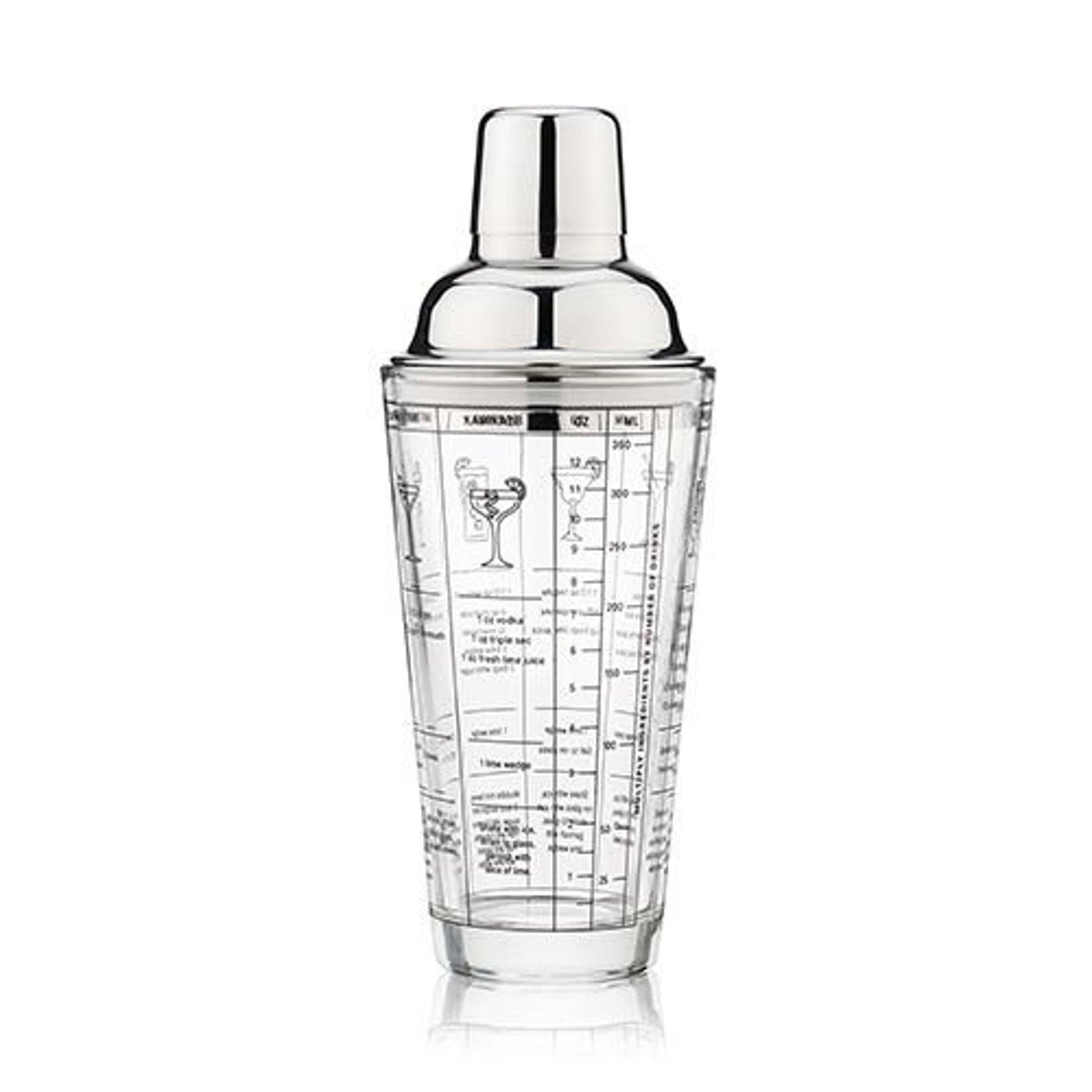 Glass Recipe Cocktail Shaker. 350 ML / 12 Oz - Raise The Bar Lux  