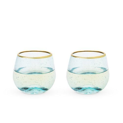 Aqua Bubble Stemless Wine Glass ( Set of 2) - Raise The Bar Lux  