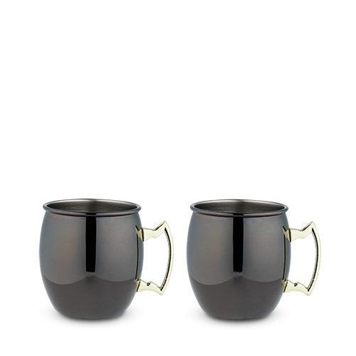 Black Moscow Mule Mug with Gold Handle. Set Of 2 - Raise The Bar Lux  