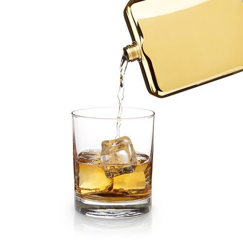 14K Gold Plated Flask. 6 oz - Raise The Bar Lux  