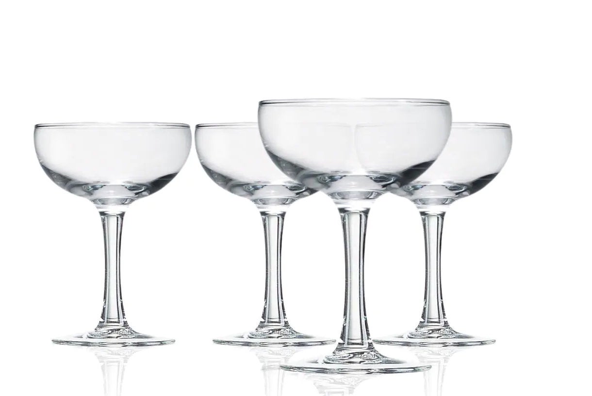 Champagne Coupe Crystal Glasses Embassy Style. 5.5 oz . Set Of 4 - Raise The Bar Lux  