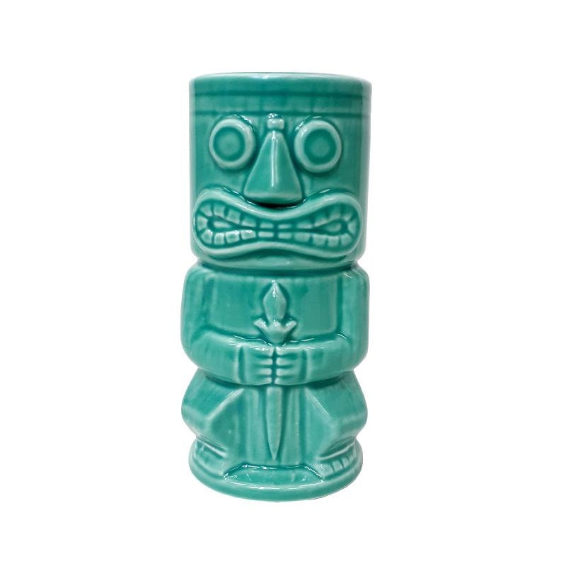 Ceramic Tiki Teal Stone God Cocktail Cup - 15 Oz. - Raise The Bar Lux  