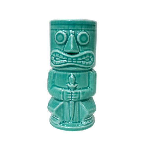 Ceramic Tiki Teal Stone God Cocktail Cup - 15 Oz. - Raise The Bar Lux  