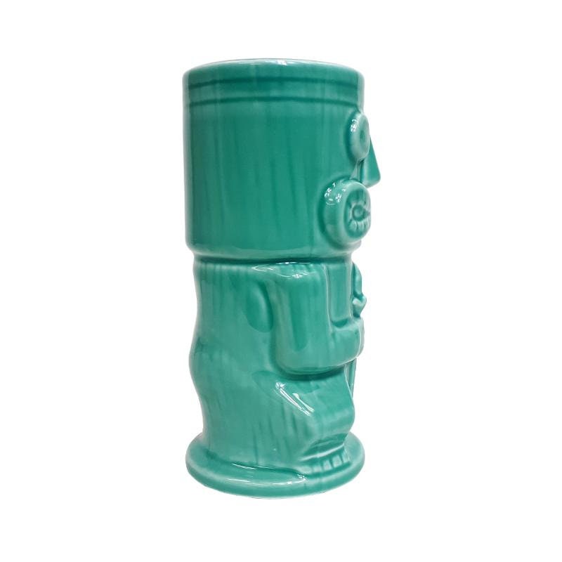 Ceramic Tiki Teal Stone God Cocktail Cup - 15 Oz. - Raise The Bar Lux  