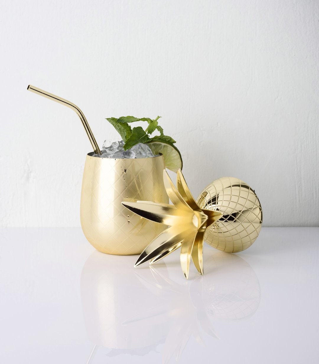 Gold Cocktail Pineapple Tumbler. 16 oz. - Raise The Bar Lux  