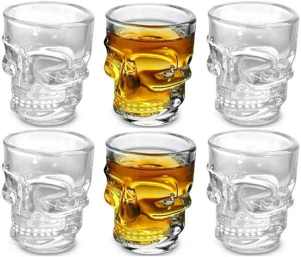 Skull Shot Glasses.1.5 Oz . Set Of 6 - Raise The Bar Lux  