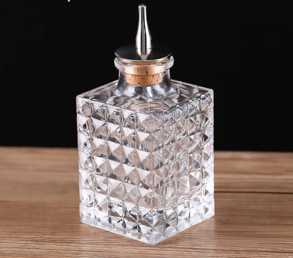 Vintage Style Square Glass Bitters Bottle. 3 Oz - Raise The Bar Lux  