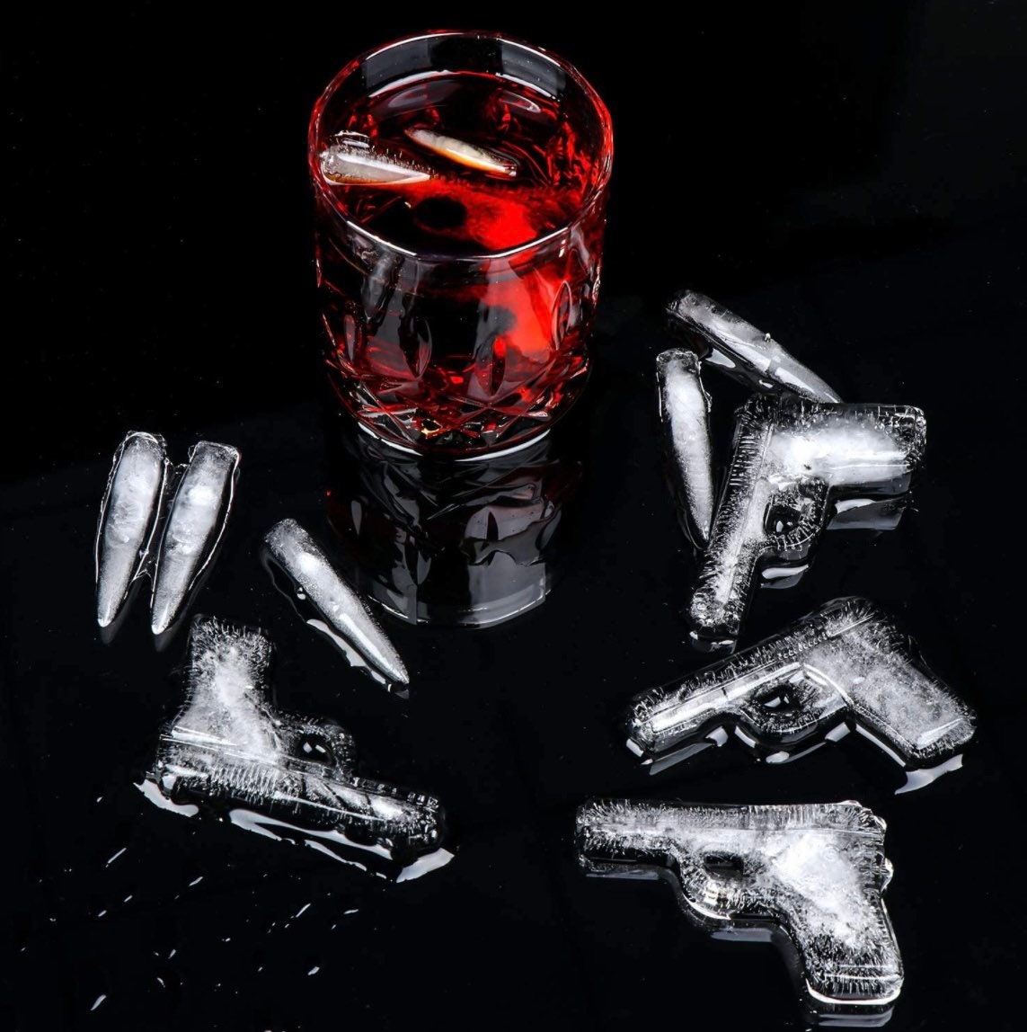 Handgun and Bullet Ice Cube Trays Set - Cocktails Ice, Chocolate, DIY - Raise The Bar Lux  