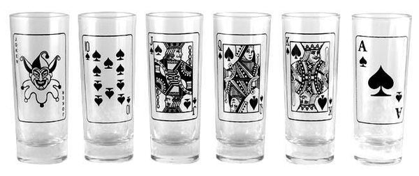Poker Themed Shot Glasses. 2 oz Set of 6 - Raise The Bar Lux  