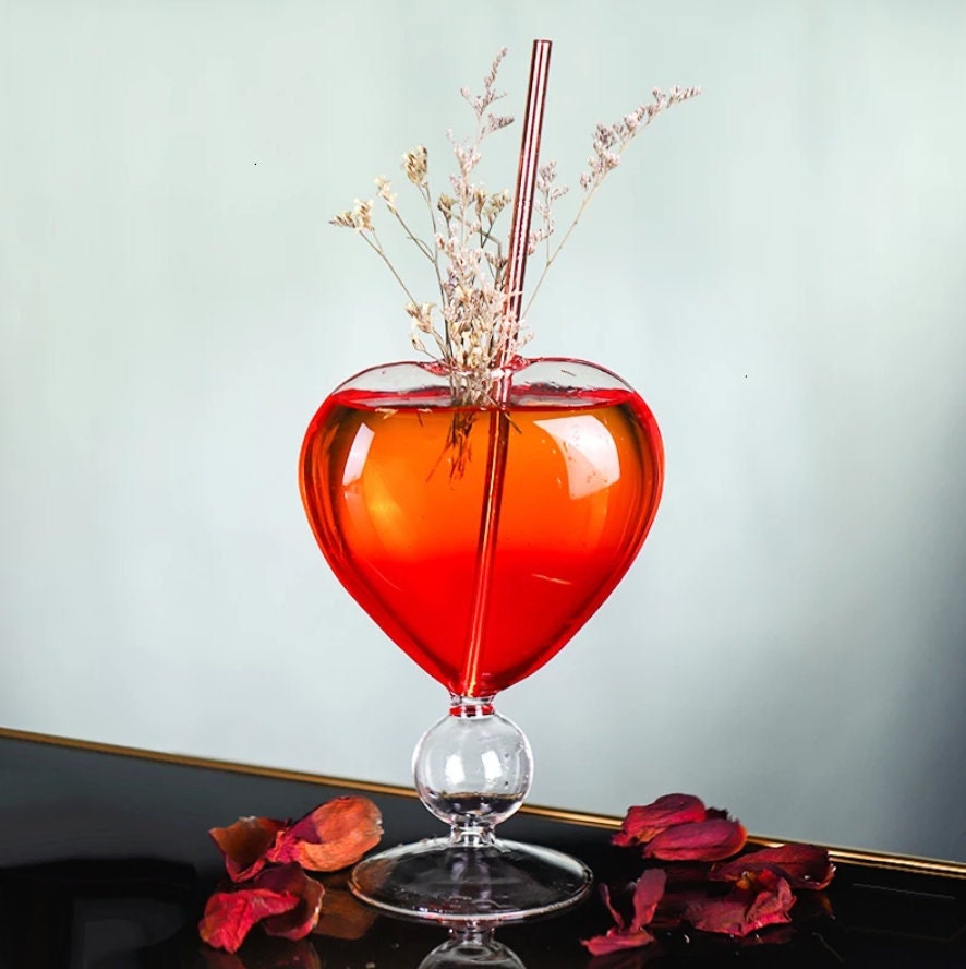 Heart Shaped Cocktail Glass. 8 Oz. Set of 2 - Raise The Bar Lux  