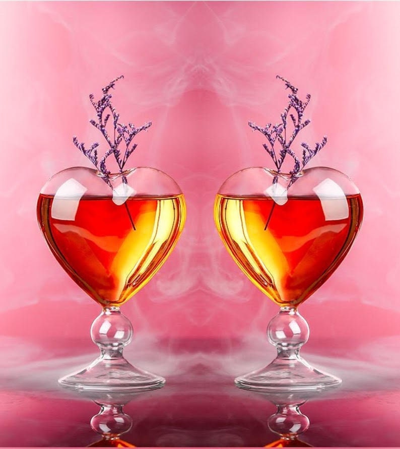 Heart Shaped Cocktail Glass. 8 Oz. Set of 2 - Raise The Bar Lux  