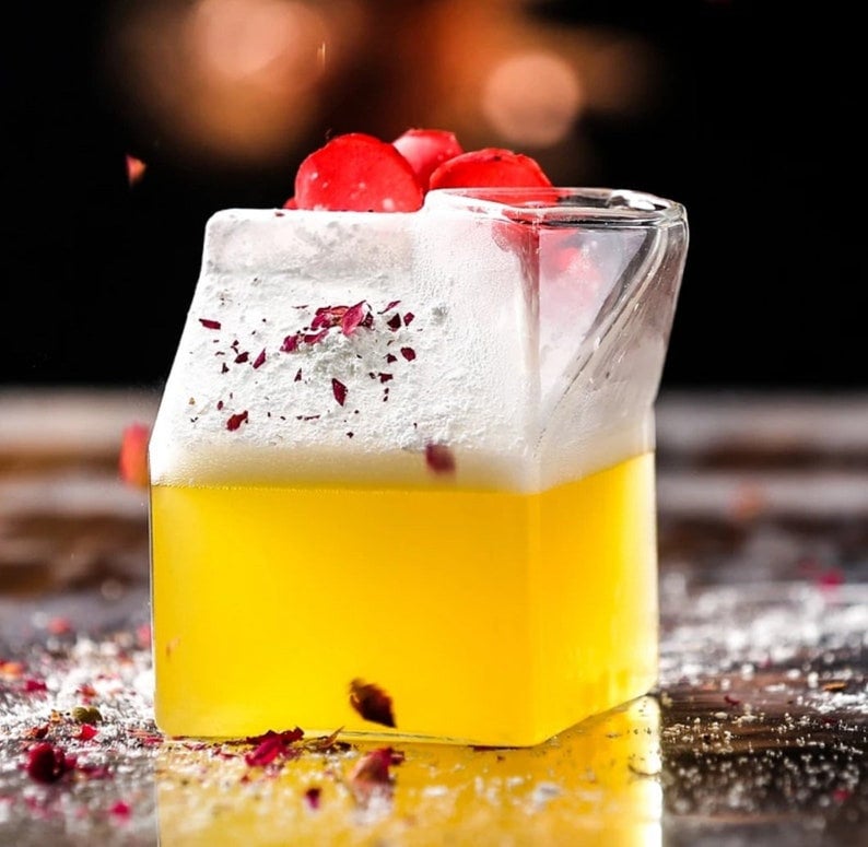 Milk Carton Shaped Cocktail Glass. 8 Oz. - Raise The Bar Lux  