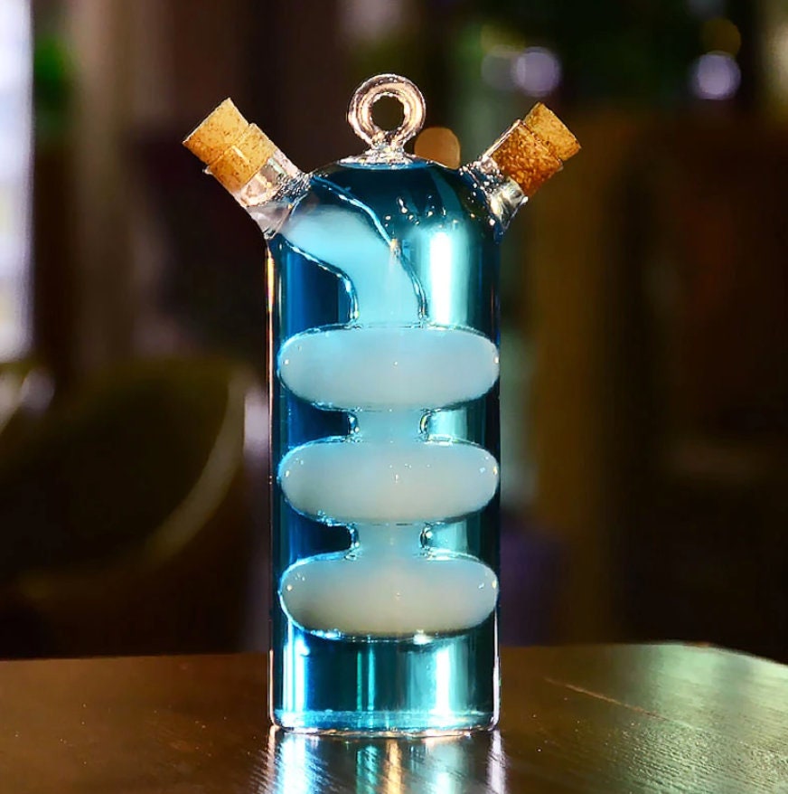 Unique Double Pipe Clear Cylinder Cocktail Glass. - Raise The Bar Lux  