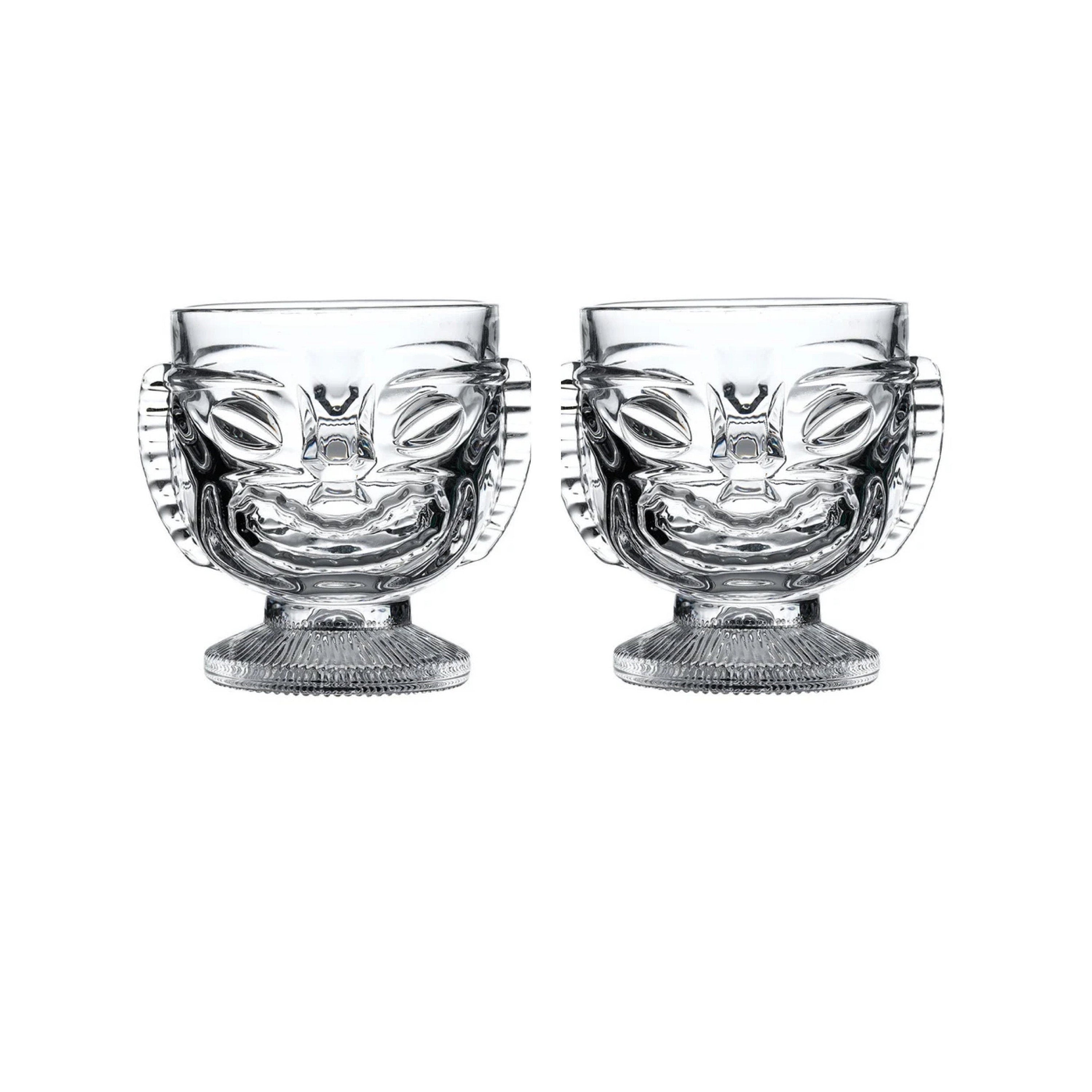 Double Sided Happy Sad Face Hawaiian Tiki Mug 16 Oz (Set of 2) - Raise The Bar Lux  