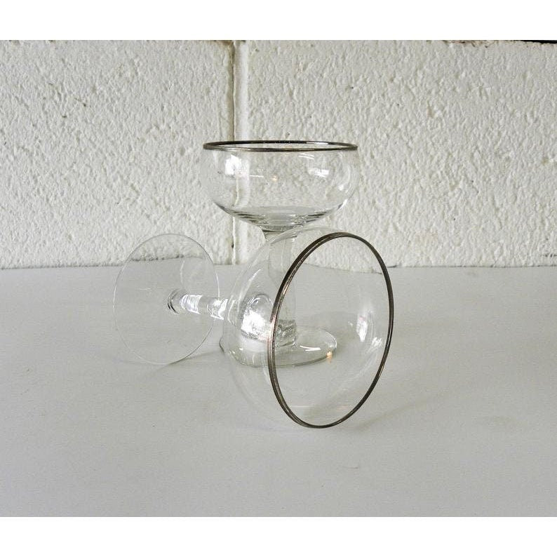 Vintage Style French Silver Rim Coupe Glass. 7 Oz. (Set of 4) - Raise The Bar Lux  