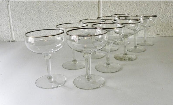 Vintage Style French Silver Rim Coupe Glass. 7 Oz. (Set of 4) - Raise The Bar Lux  