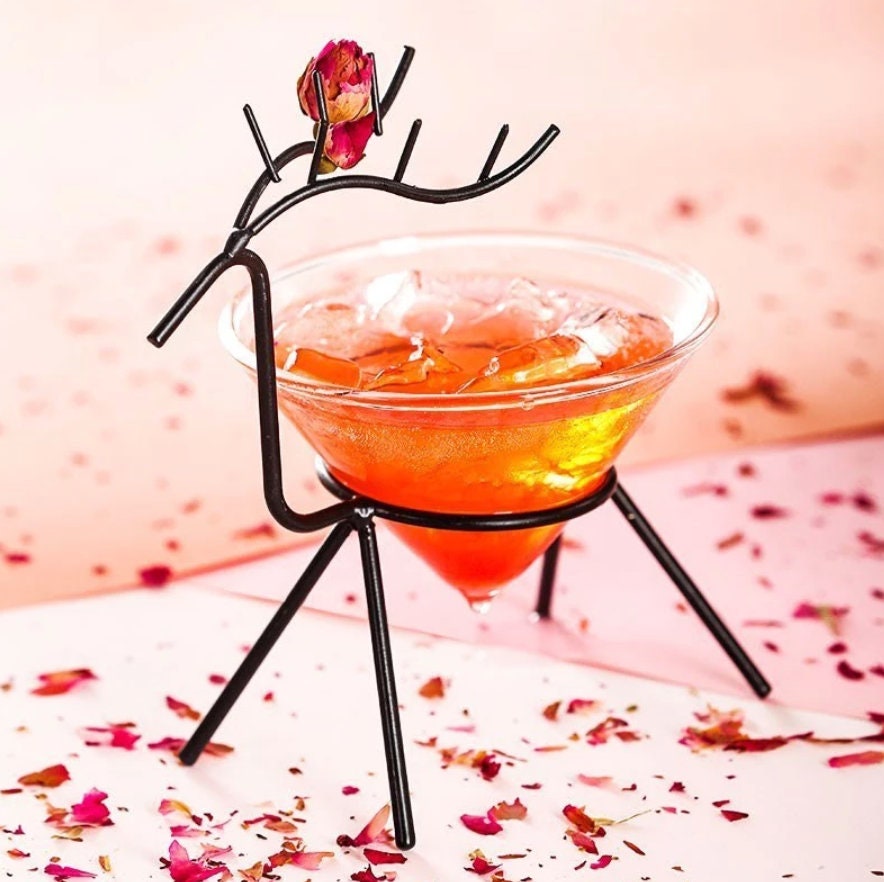 Reindeer Frame Cocktail Martini Glass. 6 Oz.  SET OF 2 - Raise The Bar Lux  