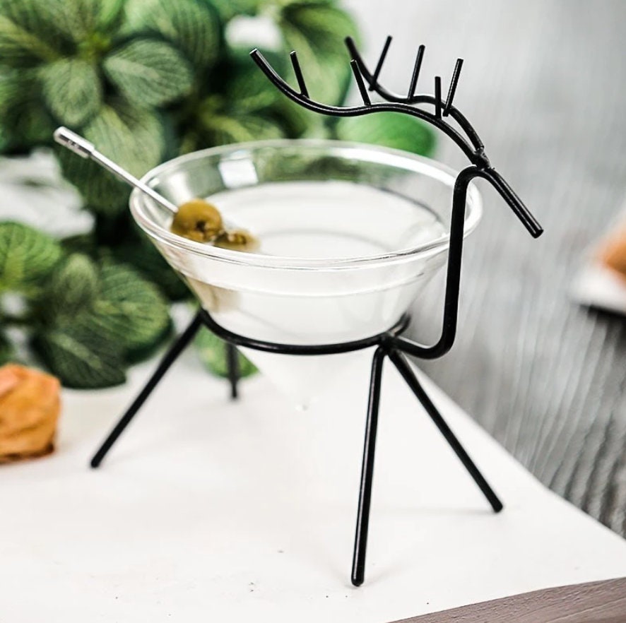 Reindeer Frame Cocktail Martini Glass. 6 Oz.  SET OF 2 - Raise The Bar Lux  