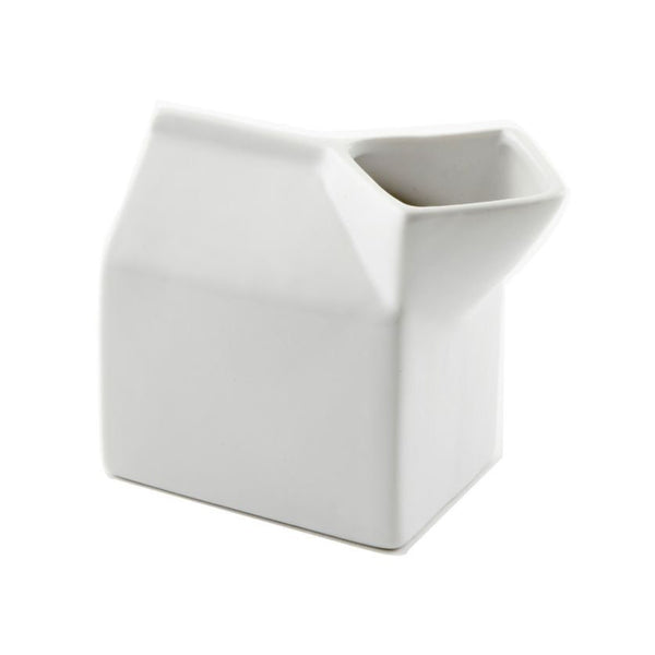 Ceramic Milk Carton Shaped Creamer Glass. 5 Oz. - Raise The Bar Lux  