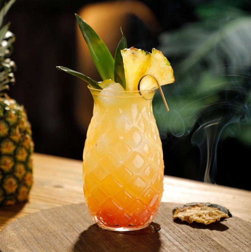 Glass Textured Pineapple Tiki Glass. 17 Oz. (12 pack case) - Raise The Bar Lux  