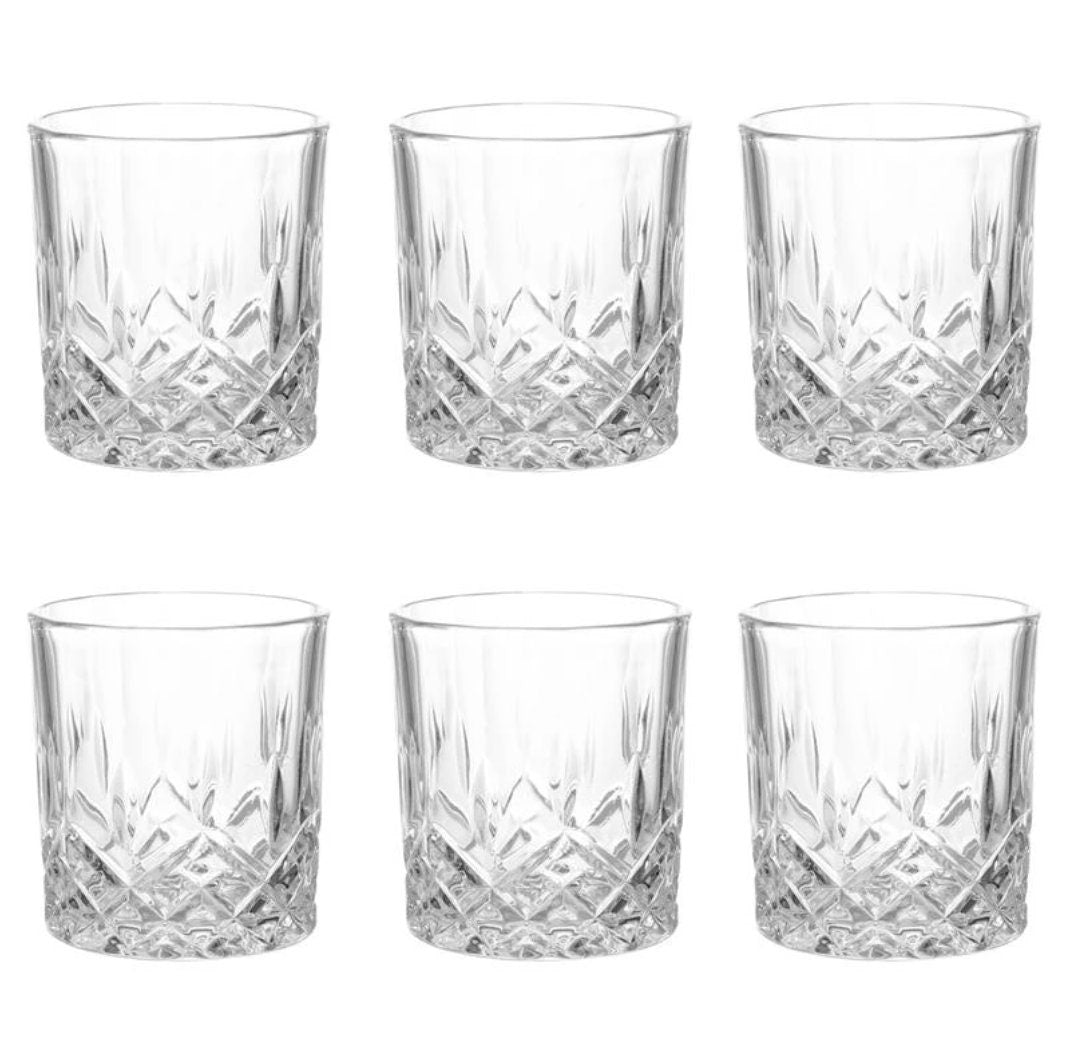 Japanese Diamond Cut Highball Old Fashion Cocktail Glass . 14 Oz. (Set of 6) - Raise The Bar Lux  