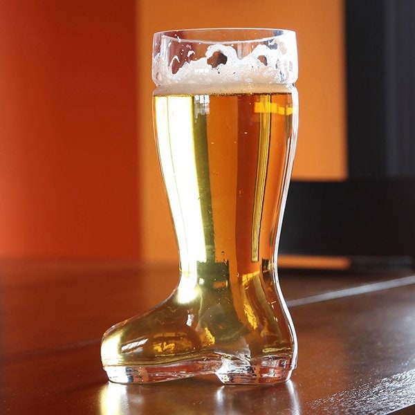 Santa Boot or Das Boot Thick Drinking Glass Stein. 45 Oz - Raise The Bar Lux  
